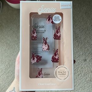 Iphone X/Xs protective clear coat case with bunnies & stars